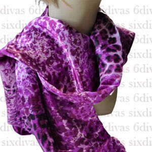 NEW Purple Black Animal Print Long Rectangular Scarf